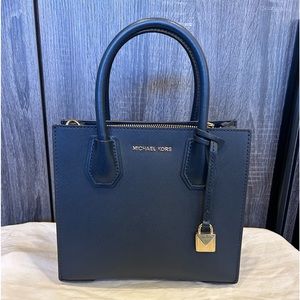 MK Mercer Medium Navy Leather Crossbody